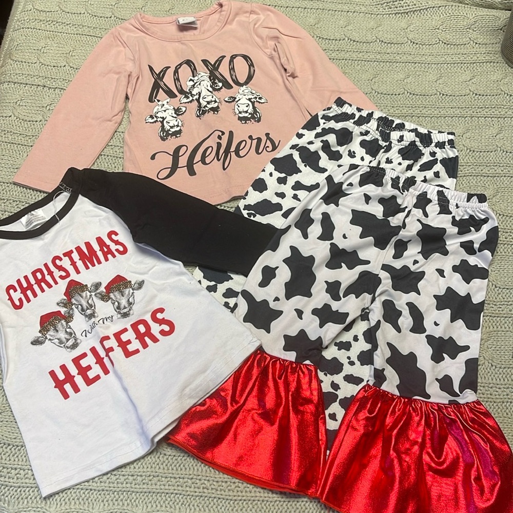 Toddler cow print outfit bundle size SX